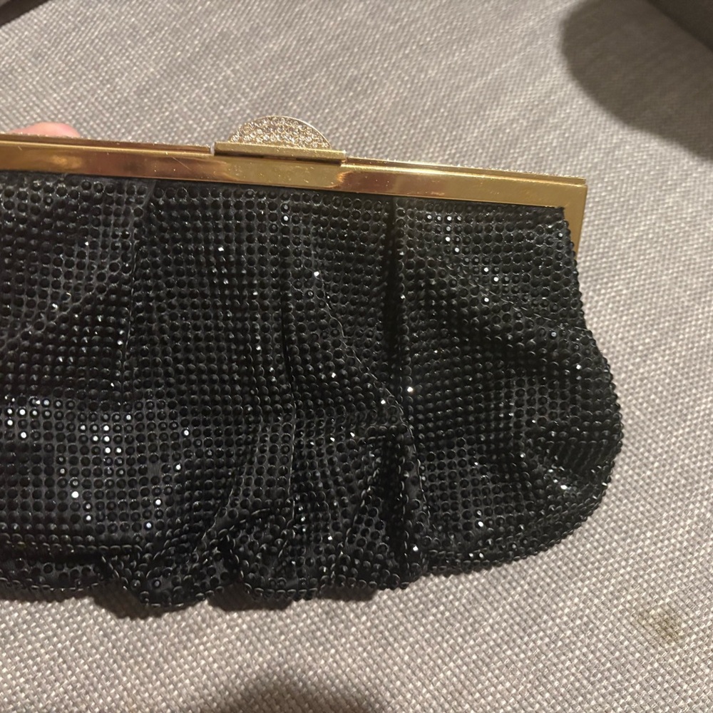 Judith Lieber black bedazzled clutch